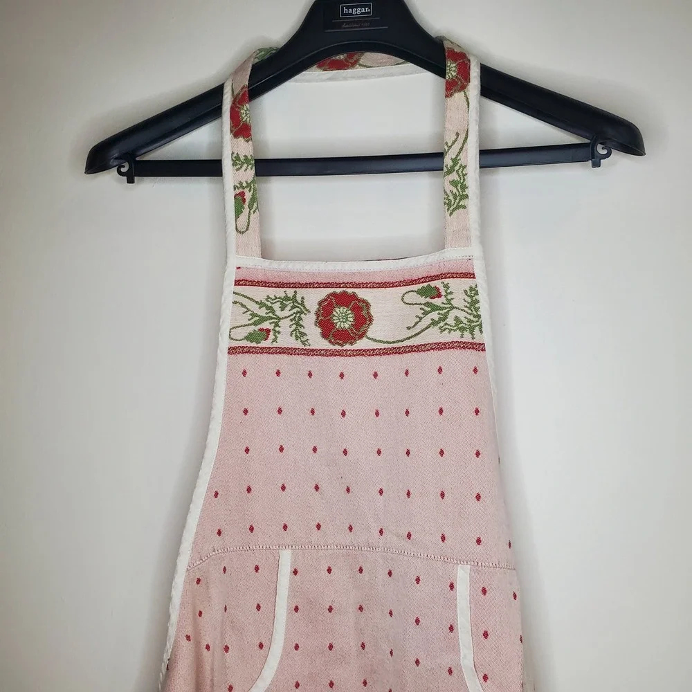 Elias House Holland Red Floral Dot Cotton Apron Baking‎ Kitchen French Country